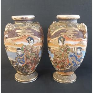 Pair Of Satsuma Vases, Late 19th Century