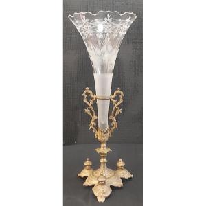 19th Century Crystal And Gilt Bronze Vase 