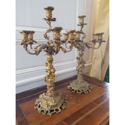 Paire de Grands Candélabres 