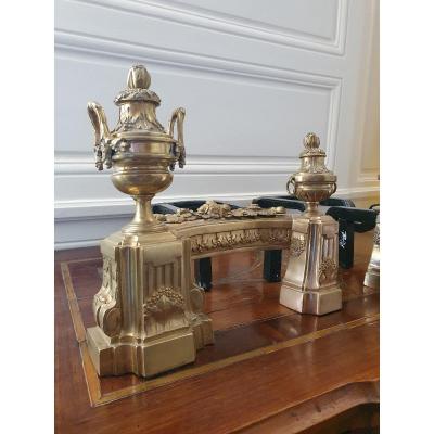 Pair Of Bronze Andirons