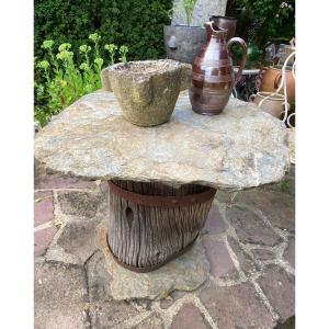 Rustic Hive Table Stone Top 19th