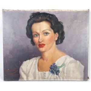 Raymond Virac (1892-1946) Hst "woman With Green Eyes", 1943