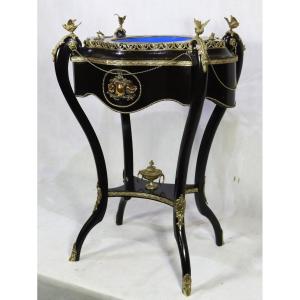 Eventful Planter In Blackened Wood, Nap III, Nineteenth