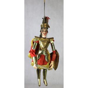 Sicilian Puppet "warrior In Golden Armor", 20th Century