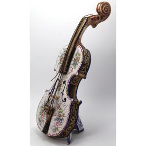 Armand Hiver (19th-20th Century), Nevers Earthenware Violin, Late 19th Century