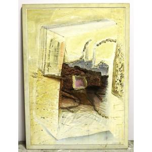 Jan Arons 1936-2015, Important Painting Composition "factory", 20th Century