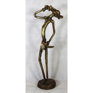 Bronze Sculpture "warrior", Benin, Africa, 20th Century