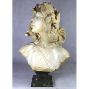 Anonymous Late 19th-early 20th Century. Sculpture "bust Of Woman With Laurel Crown".
