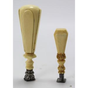 2 Ivory And Silver Seals, Late 19th Century