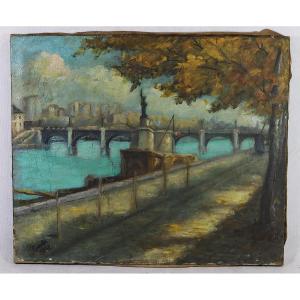 Albert Genta (1901-1989), Hst "pont De Grenelle", Signed, 1949