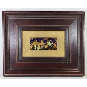 Jacques Callot (after), Enamelled Copper Plate Painting "the Bohemians", 20th Century