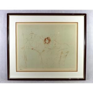 Henri De Toulouse-lautrec (1864-1901), Lithograph "mrs. Baron And Miss Popo", 20th Century