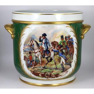 Porcelain Planter "battle Of Wagram", Signed, 20th Century