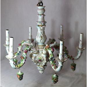 Germany Late 19th Century, Porcelain Chandelier.