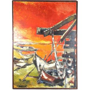 C. Maurel (20th Century), Large Hst "boats", Signed, 20th Century