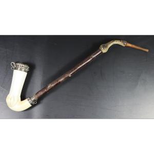 Austria 19th Century, Dobrocen Type Pipe In Meerschaum And Silver.