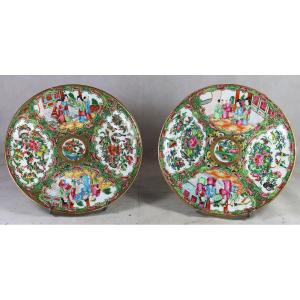 China, 19th Century, Two Canton Porcelain Plates.