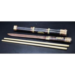 China, 19th Century, Travel Cutlery Set.