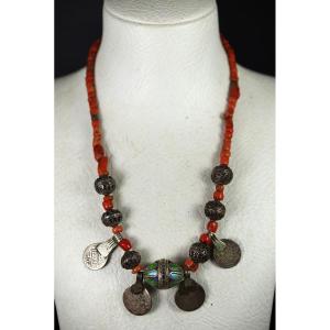 Berber Necklace, Silver And Coral, Early 20th Century
