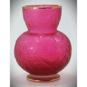 Antonin Daum (1864-1930), Art Nouveau Vase, Signed Daum Nancy In Gold, Circa 1900
