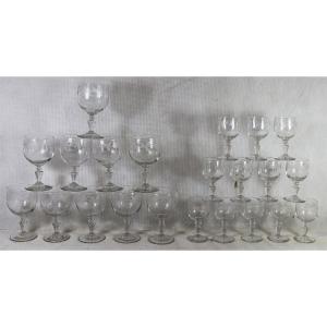 Crystal Glass Service, 22 Pieces, Monogrammed Dr, 20th Century