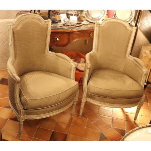 Pair Of Louis XVI Period Bergère Armchairs, 18th Century