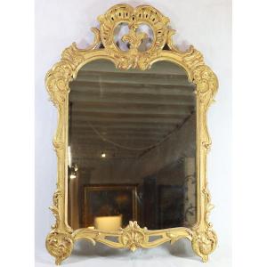 Carved And Gilded Wooden Mirror, Louis XV Style, Late 19th Century