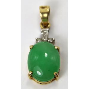 Two-tone Gold (18k), Jade And Diamond Pendant, 20th Century