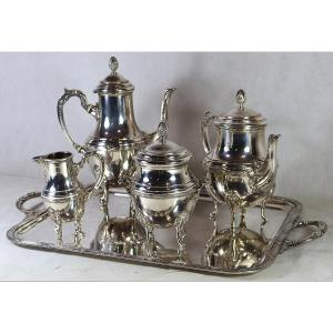 Silver-plated Metal Coffee/tea Service, Silversmith Gm, 20th Century