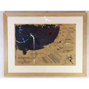 Jacques Blancher (1944), Oil On Paper Painting "universart N°368", 20th