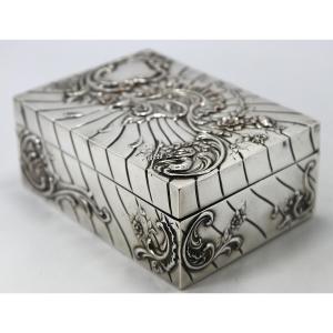 Victor Sanglier (1809-1894), Art Nouveau Silver-plated Metal Box, Late 19th Century