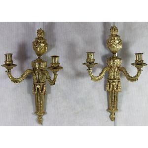 Pair Of Ormolu Sconces In The L XVI Style, 19th Century