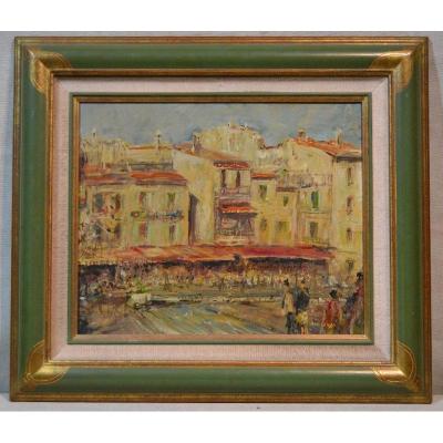 Marc Cénac (1920-2004), Hst "le Quai à Cassis", 20th Century