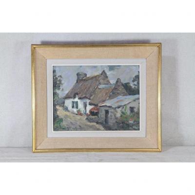 Jean Louis Letoullec (1908-1999), "breton Cottage" 20th Century