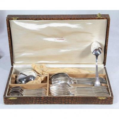 Lot Of 4 Boxes, Silver Metal Cutlery Set 