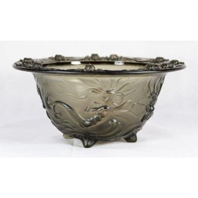 Pressed Glass Cup With Mermaid Decor, Twentieth