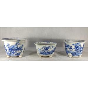 Japan, 3 Porcelain Planters, Meiji Period