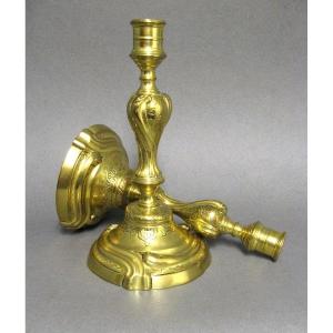 Pair Of Candlesticks In Gilt Bronze Chiseled Eighteenth.