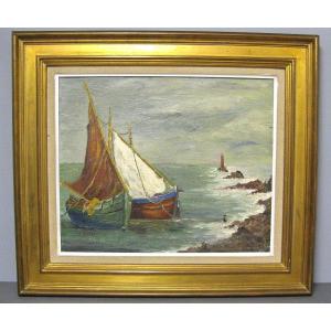 Marine Painting Fishing Boats 1950/60.