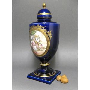 Large Covered Earthenware Vase From Sainte Radegonde Signed Albert Peaudecerf.