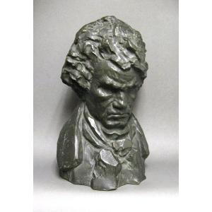 Bust Of Beethoven In Terracotta Signed By P. Joubert Sculptor.
