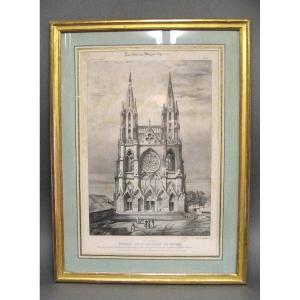 Engraving Of The Church Of St Nicaise In Reims, Printed By Aubert & Cie, 19th Century
