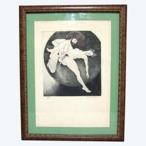 Erotic Litho Signed Prenlice - Pseudonym Of André Leprince.