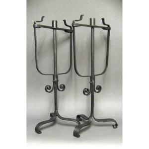 Pair Of Resin Holders Porte Eclat Wrought Iron Candle Holders.