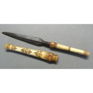 Carved Bone Dagger Knife. Oceanic Tribal Art.