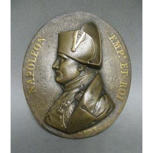 Bronze Wall Plaque With The Image Of Napoleon I From The 19th Century.