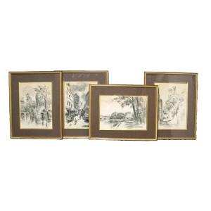 Lot Of Four Engravings Berthold Mahn Paris 1933.