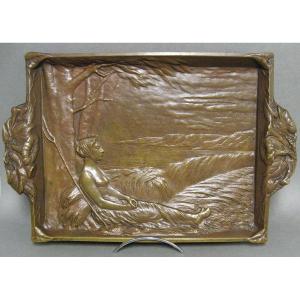 Bas-relief In Bronze Signed Bénard. Art Nouveau.