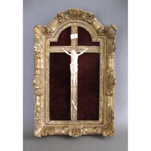Christ In His Gilded Wooden Frame, 17th/18th Century.