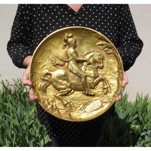 Joan Of Arc In Armor On Horseback Large Bronze Plaque Cluny Museum.